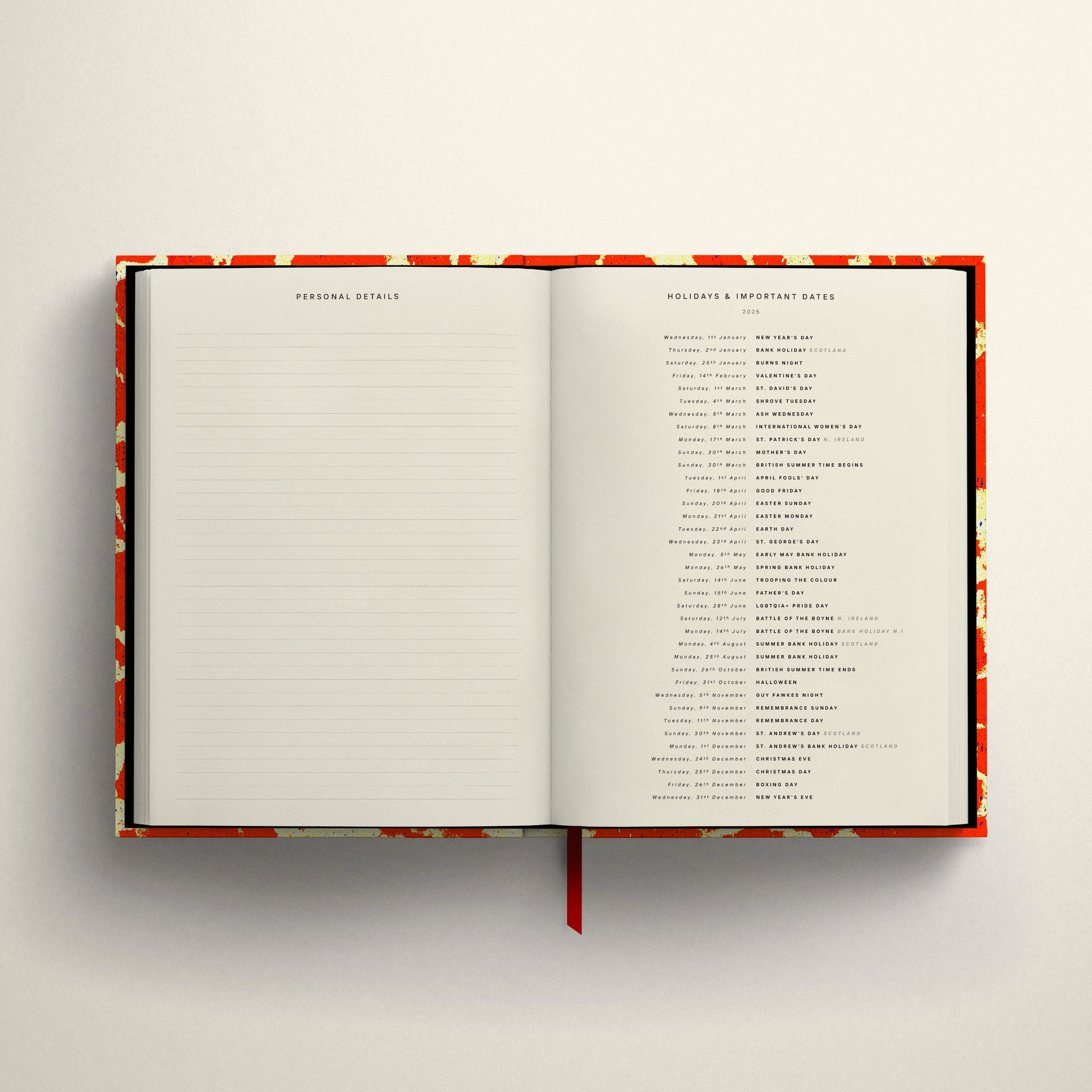 RED SPLATTER 2026 DIARY