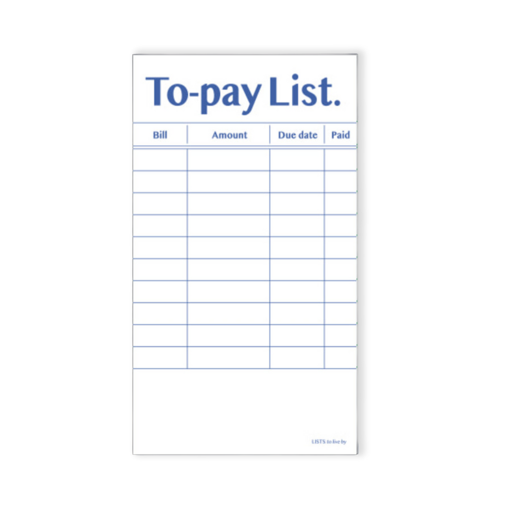 PAPERIAN 'LISTS TO LIVE BY' MEMO PAD: TO PAY LIST