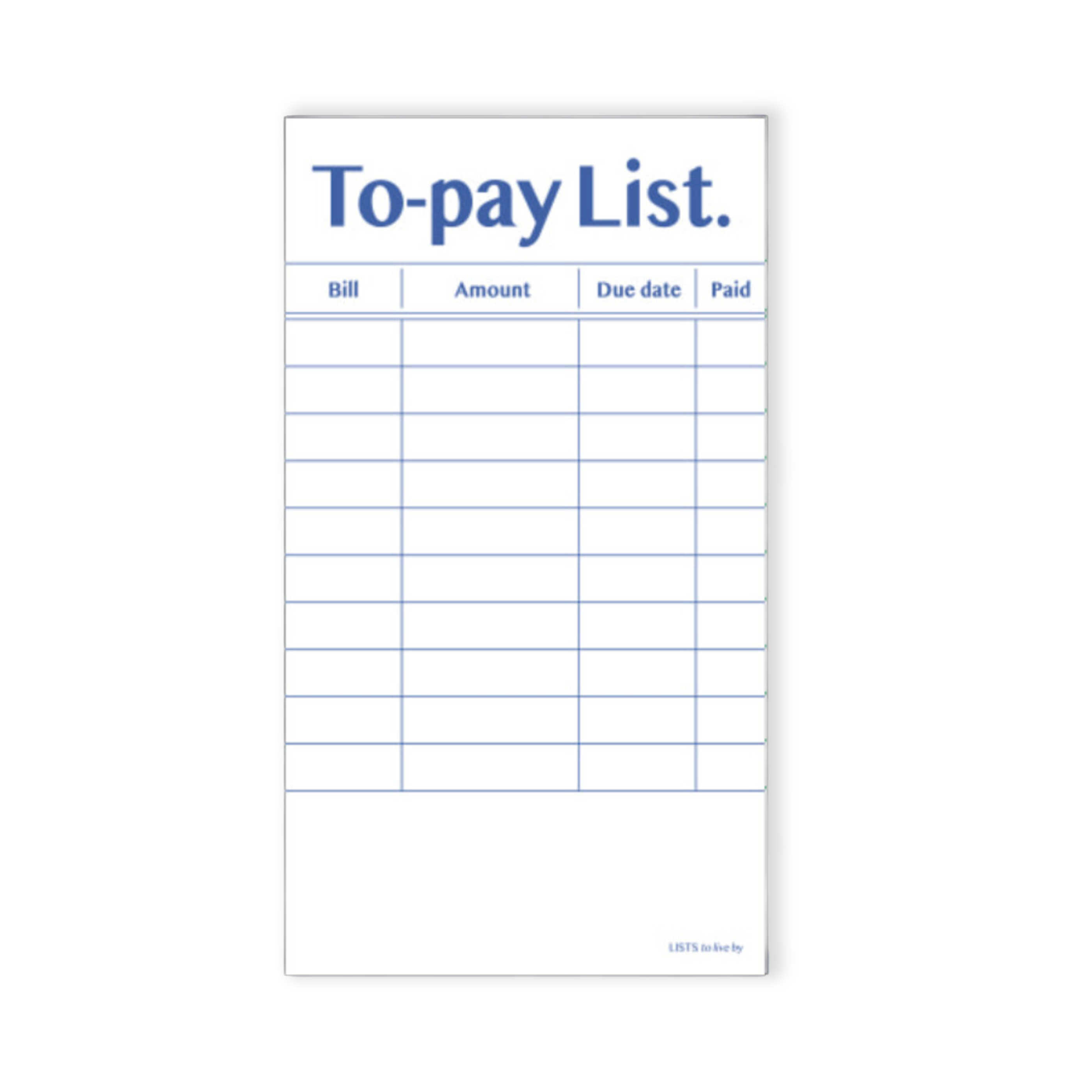 PAPERIAN 'LISTS TO LIVE BY' MEMO PAD: TO PAY LIST