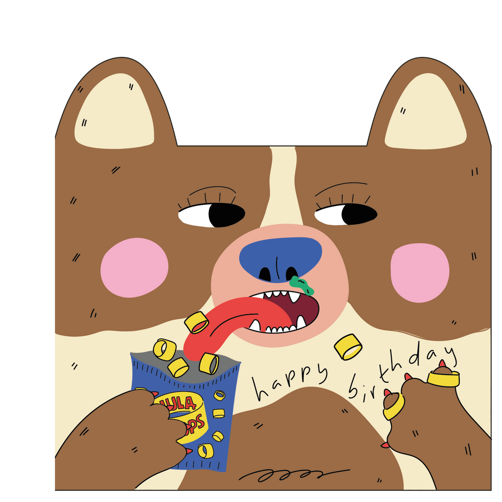 DOG EATS HULA HOOPS DIE CUT