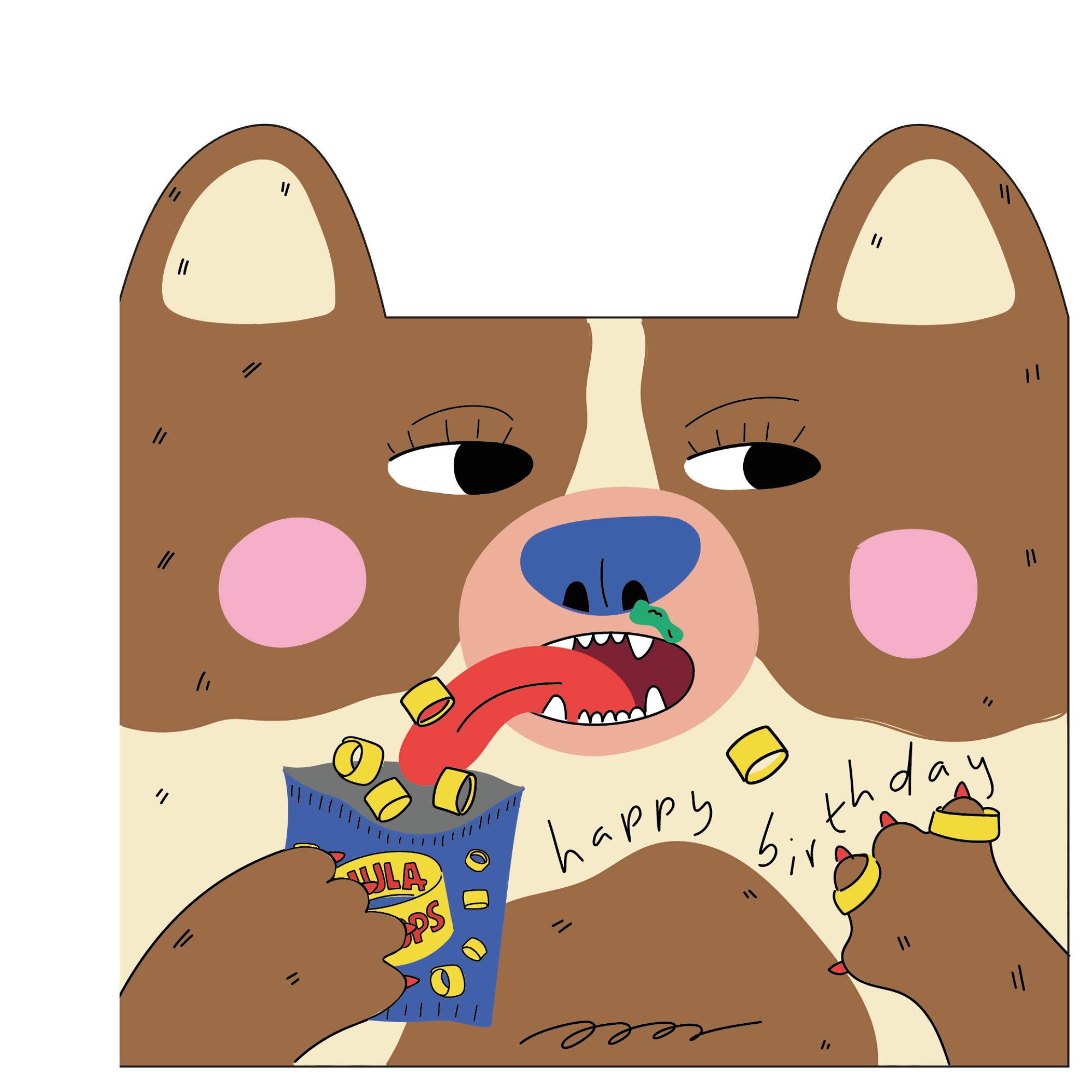 DOG EATS HULA HOOPS DIE CUT