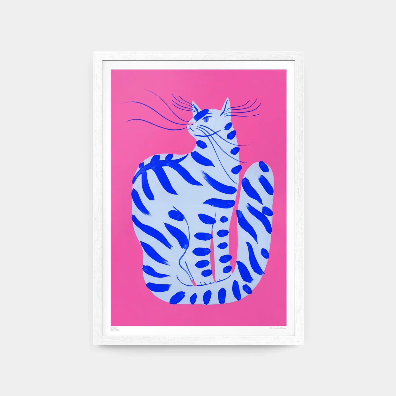 CAT WITH STRIPES ART PRINT // A3