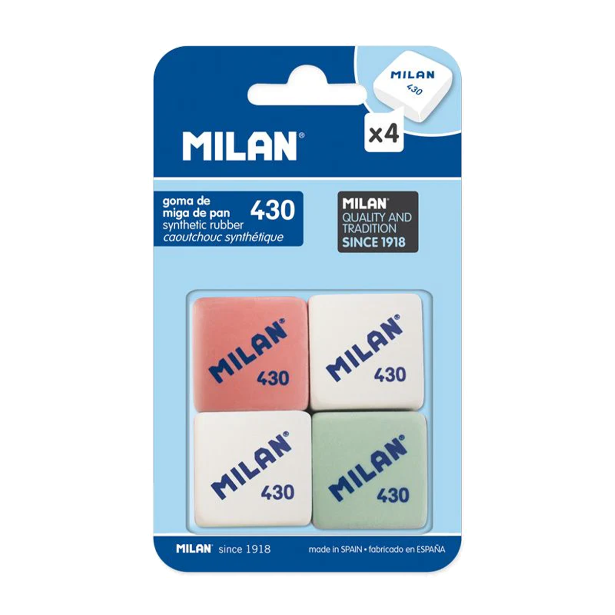 MILAN SQUARED ERASERS PACK OF 4