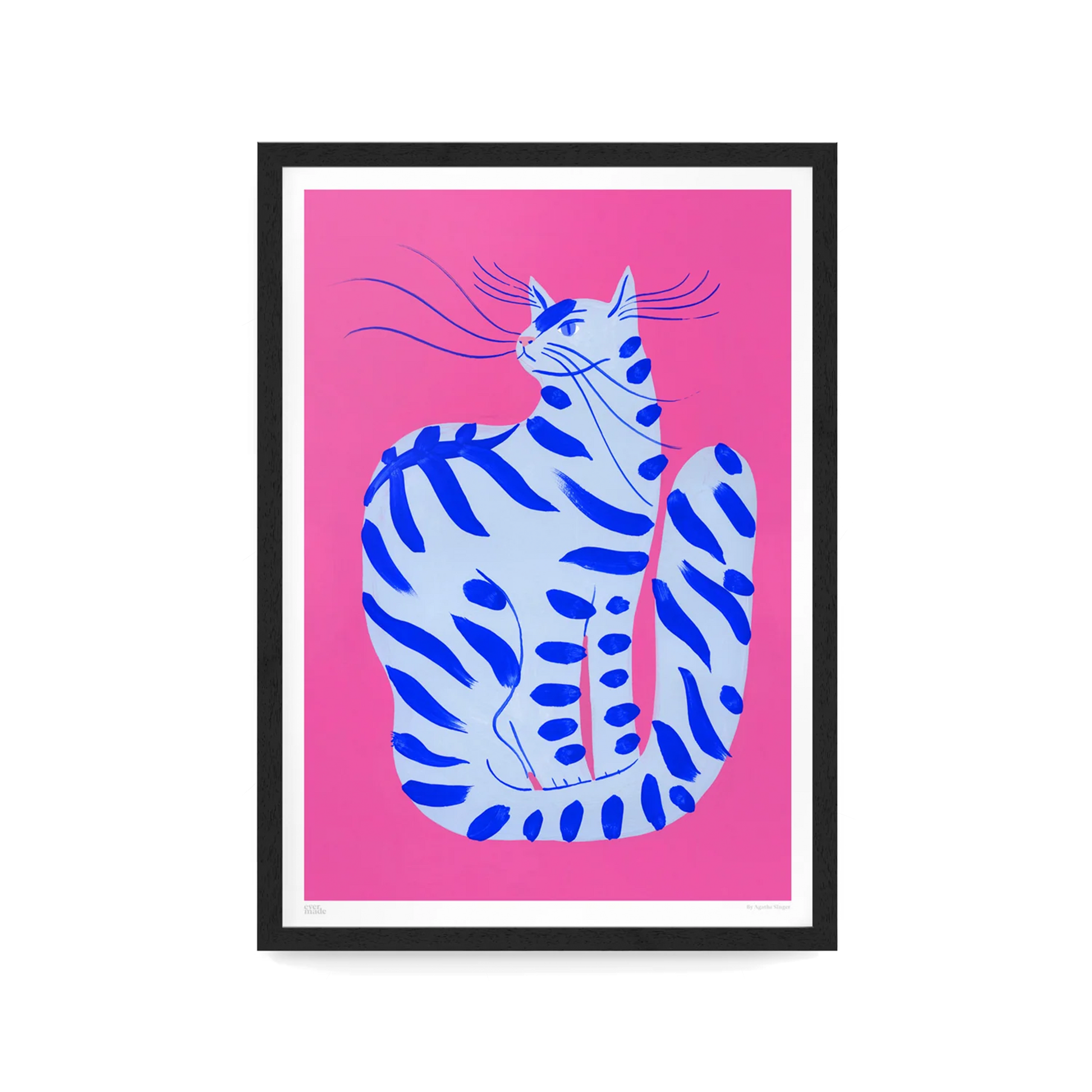 CAT WITH STRIPES ART PRINT // A3