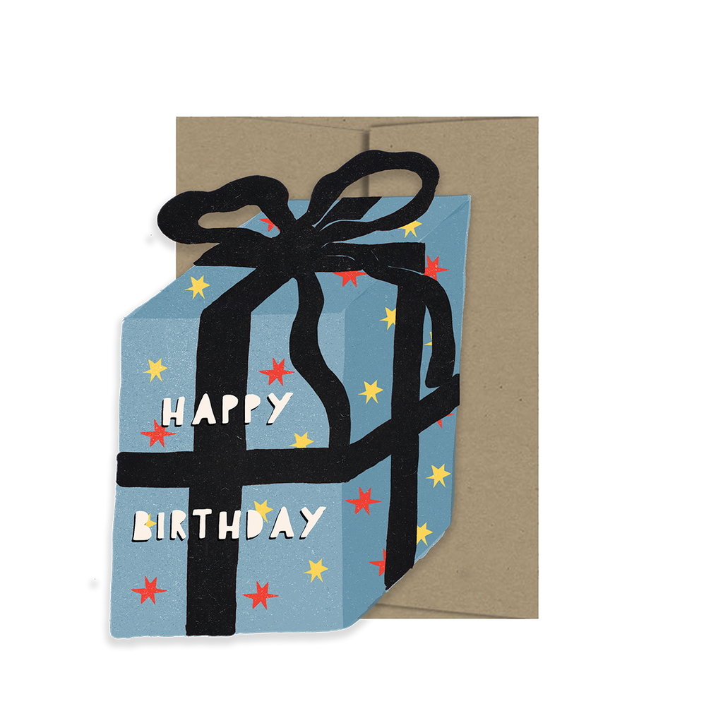 BLUE GIFT BIRTHDAY DIE-CUT