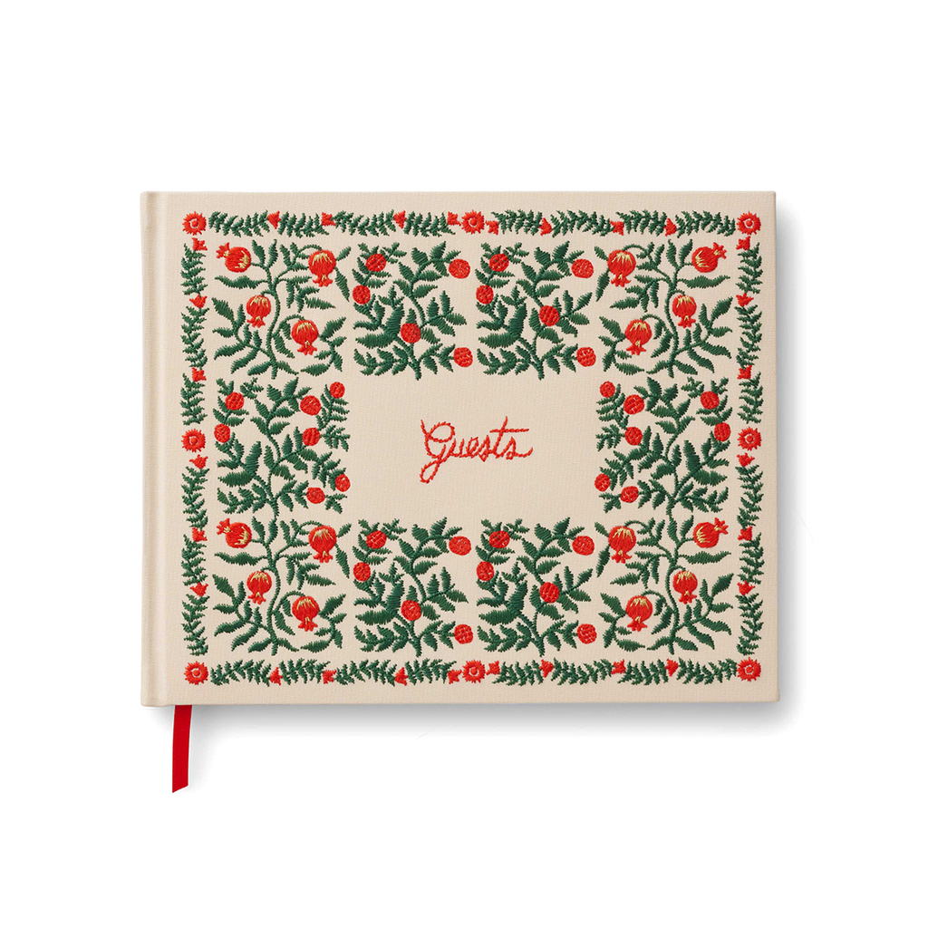 CHRISTMASTIDE POMEGRANATE EMBROIDERED GUEST BOOK