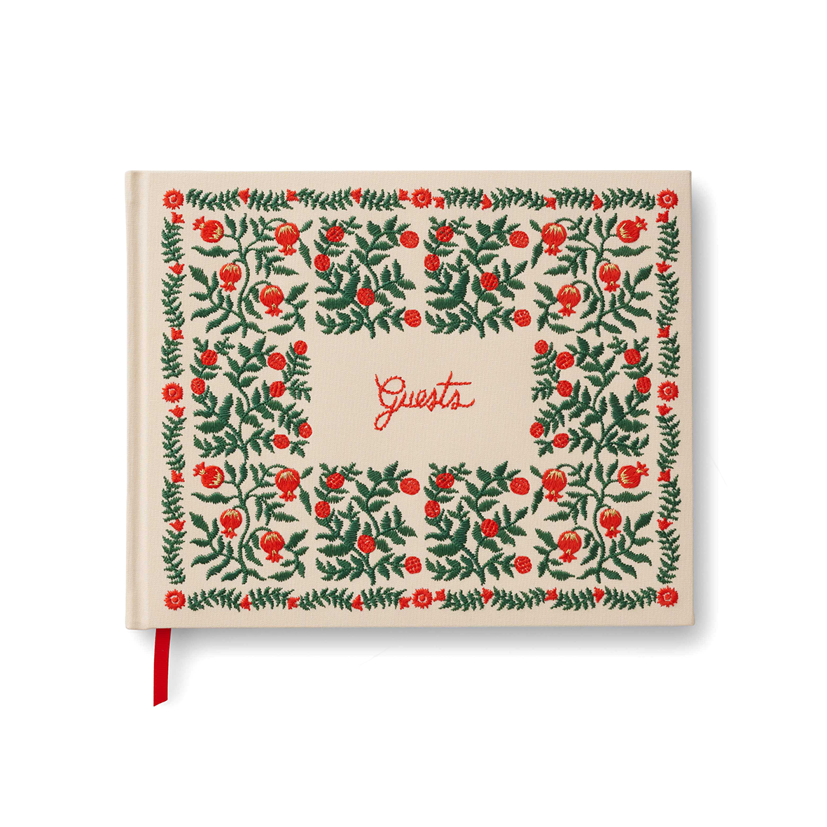 CHRISTMASTIDE POMEGRANATE EMBROIDERED GUEST BOOK
