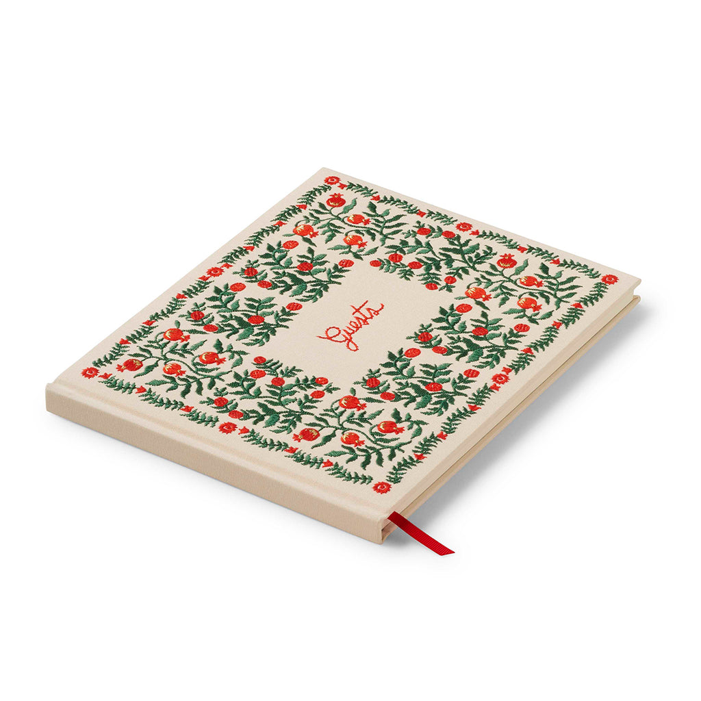 CHRISTMASTIDE POMEGRANATE EMBROIDERED GUEST BOOK