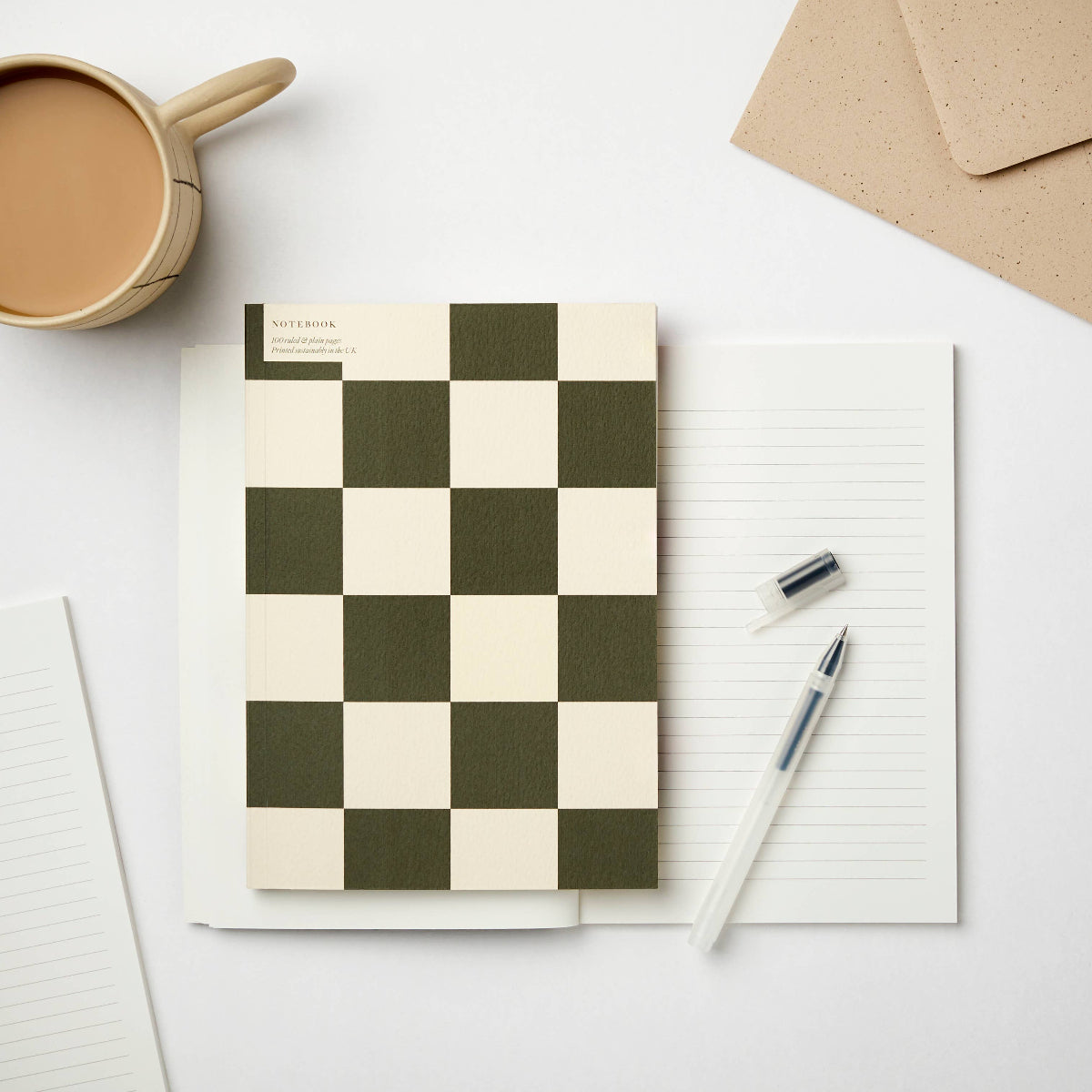 CHECKERBOARD GREEN NOTEBOOK