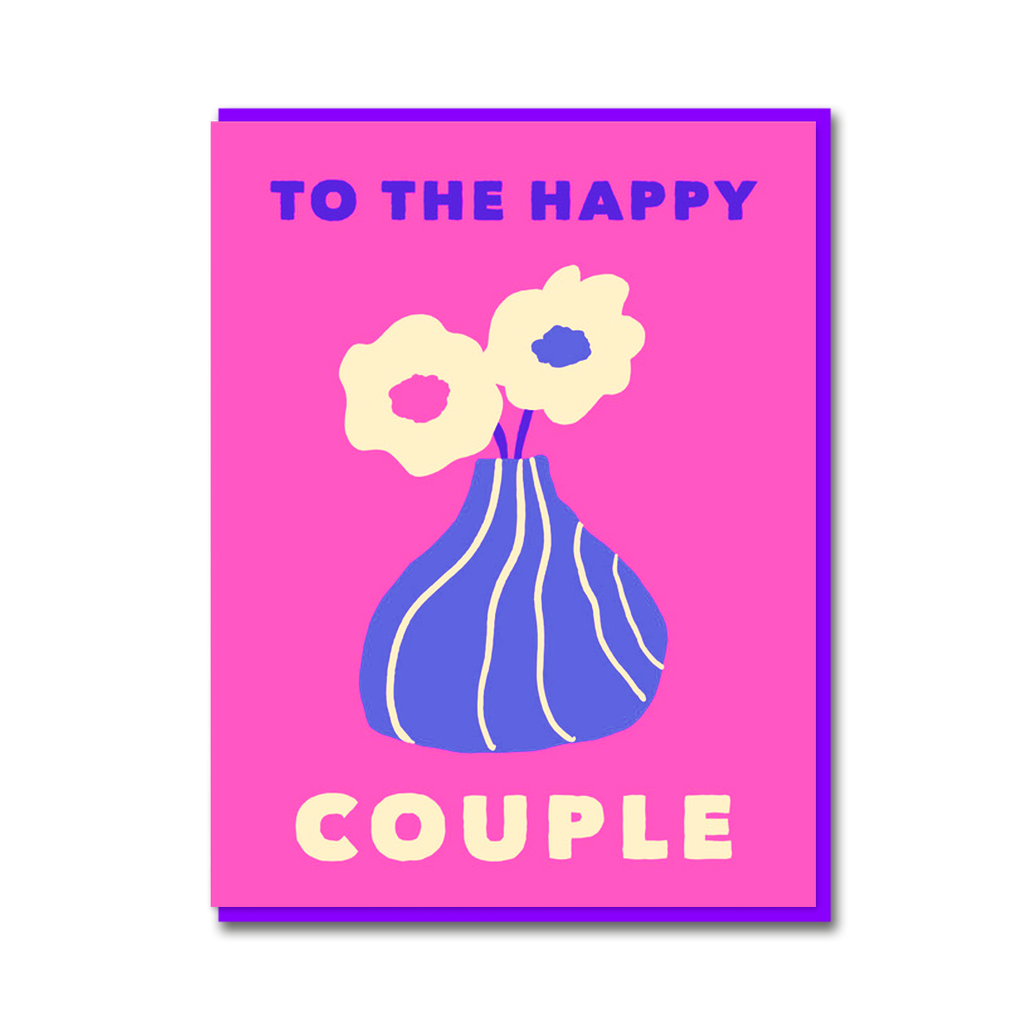 PEONIES STRIPY VASE HAPPY COUPLE