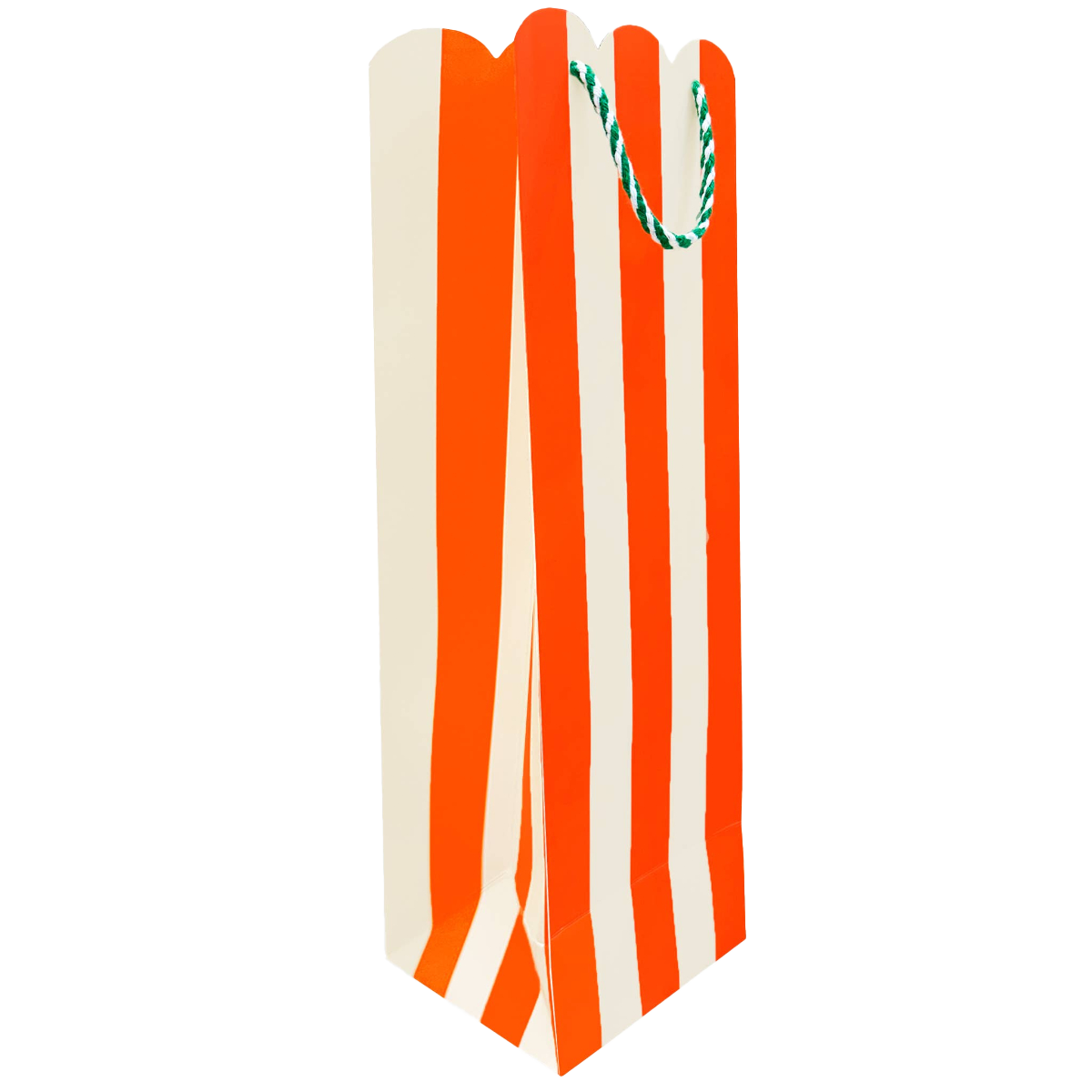HOLIDAY STRIPES SCALLOP WINE GIFT BAG
