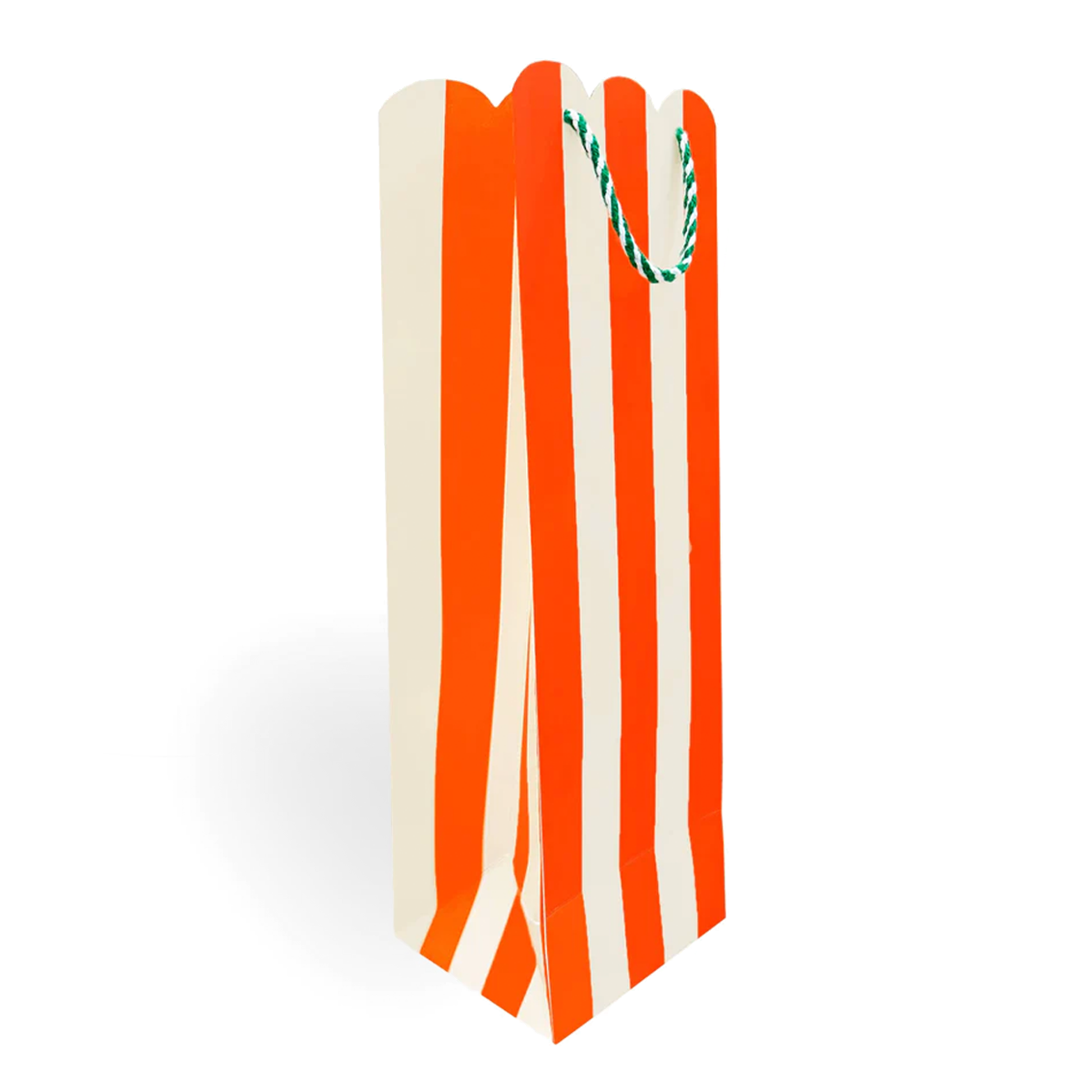 HOLIDAY STRIPES SCALLOP WINE GIFT BAG